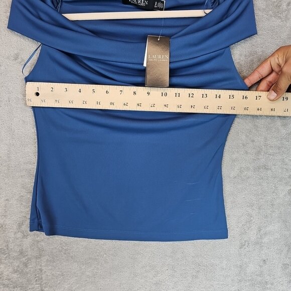 Lauren Ralph Lauren Stretch Jersey Off the Shoulder Top Womens S Indigo Dusk - Picture 10 of 12